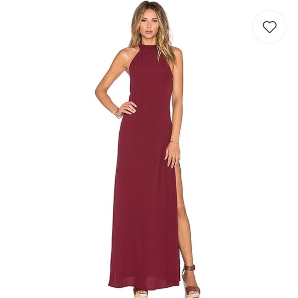 Flynn Skye Tyra Maxi Dress in Merlot with Slit